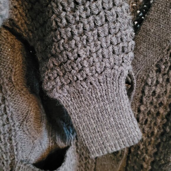 Emerson Fry Cozy Cable Cardigan - Alpaca - Charcoal - Picture 12 of 15